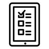 icono de voto en línea de la tableta, estilo de esquema vector