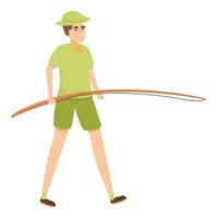 Scouting fishing rod icon, cartoon style vector