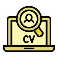 Cv laptop icon outline vector. Search interview vector