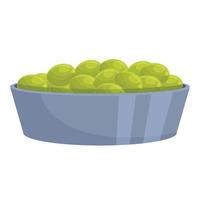 Green olives pot icon cartoon vector. Olive food vector