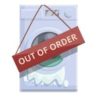 Out of order broken washing machine icon, cartoon style vector