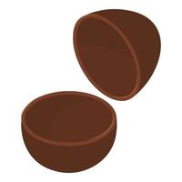 icono de cáscara de huevo de chocolate, estilo isométrico vector