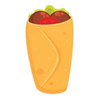 Falafel roll icon, cartoon style vector