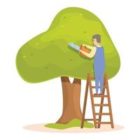Tree trimming job icon cartoon vector. Garden hedge vector