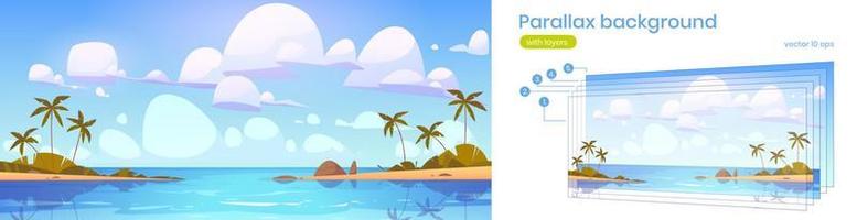 Parallax background with tropical sea bay vector