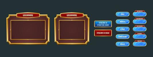 Stream overlay, game twitch frame streaming screen vector