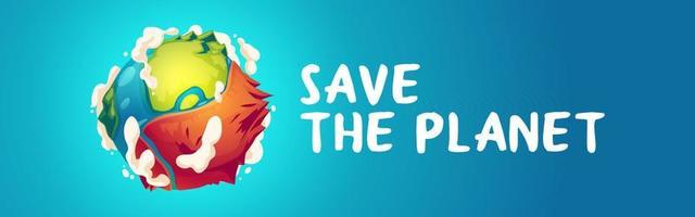 Save planet banner with Earth globe with dry part vector