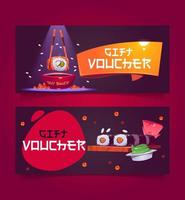 Gift voucher template with japanese sushi vector