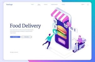 Online food delivery service banner vector