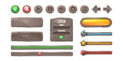 Set progress bars and game buttons gui elements vector