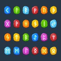 Colored rune stones for game design vector