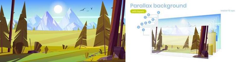 Parallax background with mountain landscape vector