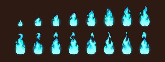 fuego azul ardiente para animación 2d o videojuego vector
