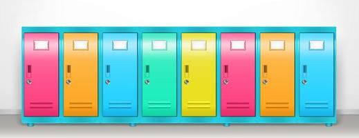 Steel lockers with colored closed doors vector