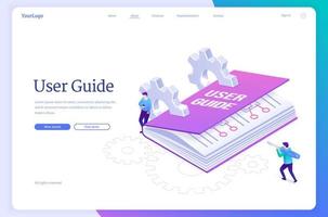 User guide isometric landing page, manual book vector