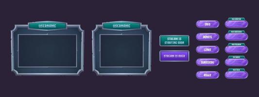 Game streaming overlay frames and buttons vector