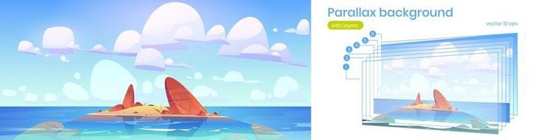 Parallax background with sea landscape vector