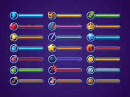 Game progress bars vector set ui cartoon interface