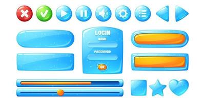 Buttons with blue jelly texture for game vector