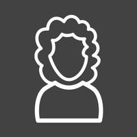 Girl with Curly Hair Line Inverted Icon vector