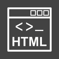 icono de línea html invertida vector