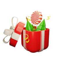 verrassing rood geschenk doos met chrismas element. png