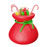 röd jul väska med gåvor 3d illustration png