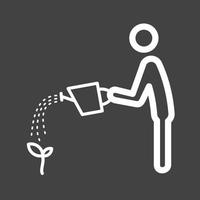 Man Watering Plant Line Inverted Icon vector