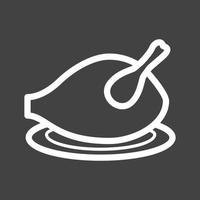 Roasted Turkey Line Inverted Icon vector