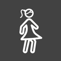 Girl Walking Line Inverted Icon vector
