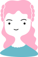 une fille aux cheveux roses, style cartoon. png