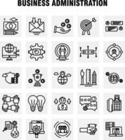 los iconos de la línea de administración empresarial establecidos para el kit de uxui móvil infográfico y el diseño de impresión incluyen el ajuste de la mente del cerebro vaso de precipitados documento químico colección de engranajes logotipo infográfico moderno an vector