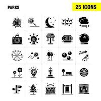 Parks Solid Glyph Icons Set For Infographics Mobile UXUI Kit And Print Design Include Drums Instrument Music Map Location Park Parking World Icon Set Vector