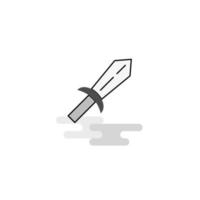 Sword Web Icon Flat Line Filled Gray Icon Vector