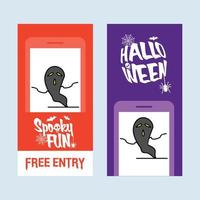 Happy Halloween invitation design with ghost vector