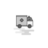 Ambulance Web Icon Flat Line Filled Gray Icon Vector