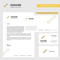 Wrench Business Letterhead Envelope and visiting Card Design vector template