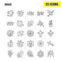 Space Line Icons Set For Infographics Mobile UXUI Kit And Print Design Include Rocket Space Transportation Moon Planet Space Spaceship Telescope Icon Set Vector