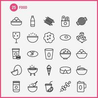 los iconos de línea de alimentos establecidos para infografías kit uxui móvil y diseño de impresión incluyen bebida jugo comida comida parrilla cocina comida comida colección moderno logotipo infográfico y pictograma vector