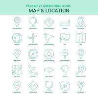 25 mapa verde y conjunto de iconos de ubicación vector