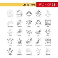 icono de línea negra de navidad 25 conjunto de iconos de esquema de negocios vector
