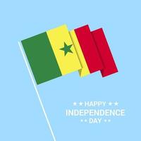 diseño tipográfico del día de la independencia de senegal con vector de bandera