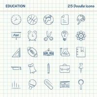 educación 25 iconos de doodle conjunto de iconos de negocios dibujados a mano vector