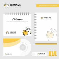 Cheers Logo Calendar Template CD Cover Diary and USB Brand Stationary Package Design Vector Template