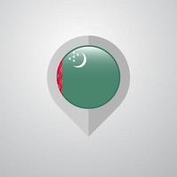 Map Navigation pointer with Turkmenistan flag design vector