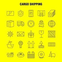 Cargo Shipping Line Icon for Web Print and Mobile UXUI Kit Such as Shield Cargo Security Delivery Mobile Cell Cargo Box Pictogram Pack Vector