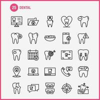 los iconos de línea dental establecidos para el kit de uxui móvil de infografía y el diseño de impresión incluyen dientes dentales dentista limpiar dientes infectados colección de dientes logotipo infográfico moderno y vector de pictograma