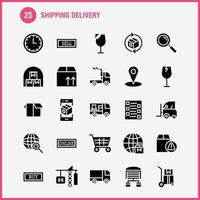 Shipping Delivery Solid Glyph Icon Pack For Designers And Developers Icons Of Globe Location Search Delivery Online Shipping Shopping Transport Vector