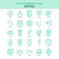 25 Green Office Icon set