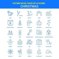 iconos de navidad futuro azul 25 paquete de iconos vector